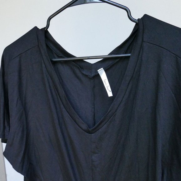 Isaac Liev BLACK Short Sleeve Front-Tie Knot Top M - Picture 5 of 13
